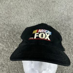 NASCAR Hat Cap Strap Back Mens One Size Black Racing Fox Sports Embroidered